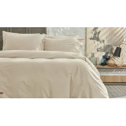 Yataq dəsti Yataş Plain, yorğan üzü 200x220 sm, mələfə 160x200 sm, yastıq üzü 50x70 sm (2 əd), ikinəfərlik, pambıq, bej