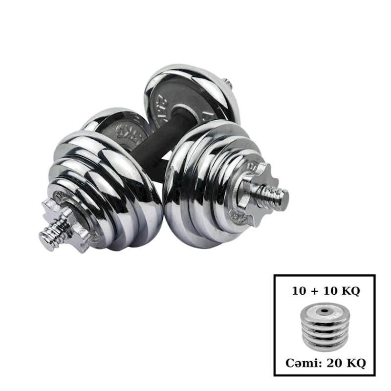 Набор гантелей Dumbell, серебристый, 10х10 кг Набор гантелей Dumbell, серебристый, 10х10 кг