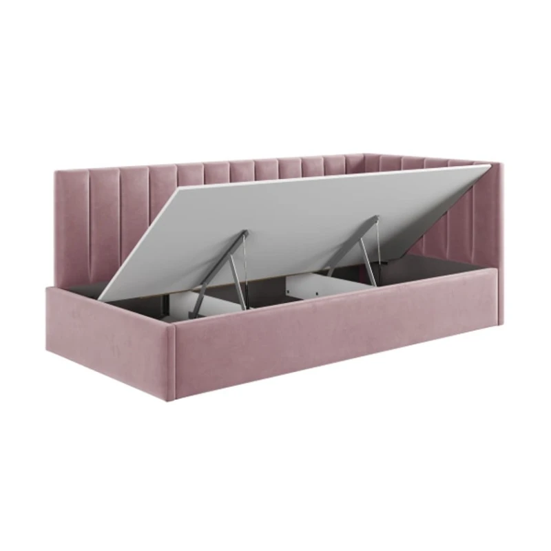 Односпальная кровать Art_tek_yataq (100) 60, ламинат/текстиль, розовая, 200x85x100 см