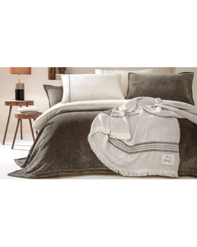 Yataq dəsti Yataş King XL, yorğan üzü 220х240 sm, mələfə 240х280 sm, yastıq üzü 50x70 sm (2 əd), ikinəfərlik, kətan/pambıq, ağ/qəhvəyi