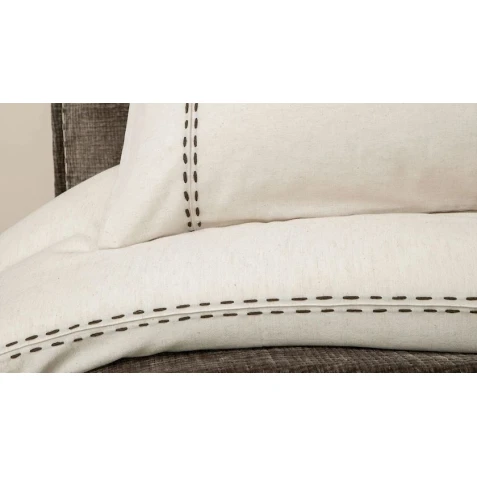 Комплект постельного белья Yataş King XL, пододеяльник 220х240 см, простыня 240х280 см, наволочка 50х70 см (2 шт), двуспальный, лен/хлопок, белый/коричневый