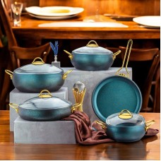 Qazan dəsti Luxe Pot, yüksək istilik tutumu, müxtəlif plitələr üçün, bərabər qızdırma, davamlı, funksional, qapaqlı - LX-MX117