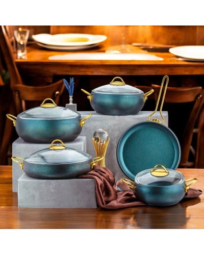 Qazan dəsti Luxe Pot, yüksək istilik tutumu, müxtəlif plitələr üçün, bərabər qızdırma, davamlı, funksional, qapaqlı - LX-MX117