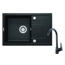 Qarışdırıcı ilə mətbəx çanağı Deante Corio ZRC B2113, 44x67 sm, qranit, qara