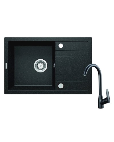 Qarışdırıcı ilə mətbəx çanağı Deante Corio ZRC B2113, 44x67 sm, qranit, qara