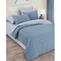 Комплект постельного белья Артпостель Эдвард, пододеяльник 200x220 см, простыня 260x240 см, наволочка 50x70/70x70 см, евро, велюр, серый/синий