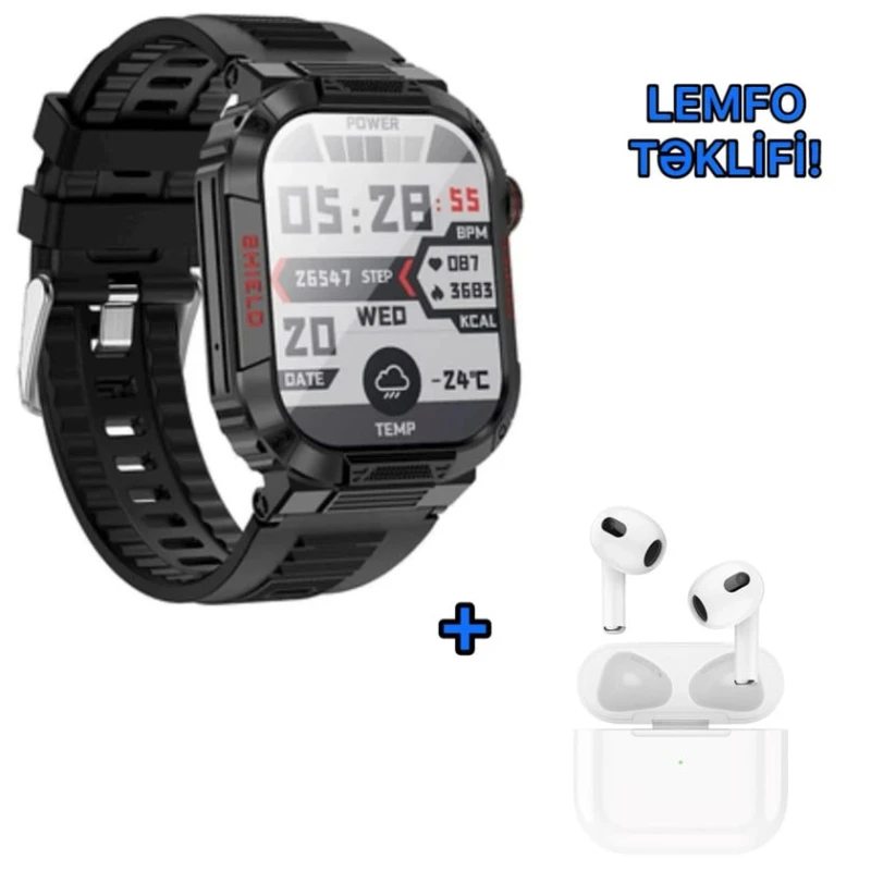 Умные часы Borofone bd9 black+ Наушники Hoco ew76 white Умные часы Borofone bd9 black+ Наушники Hoco ew76 white