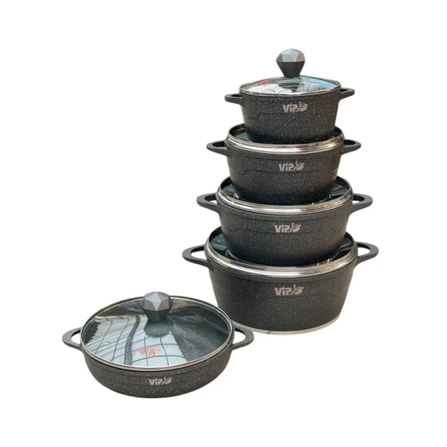 Набор кастрюль Vip Granit, гранит, серый, 10 предметов