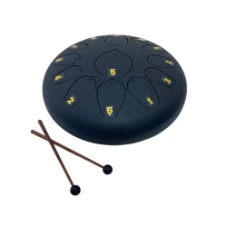 Детский барабан Rain Drum M6717, металл, с деревянными палочками и чехлом, черный, 27 см