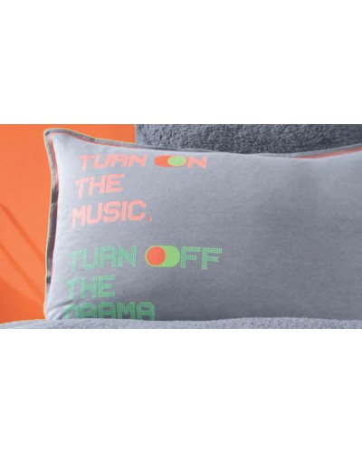 Yataq dəsti Yataş CoverMe Music, yataq örtüyü 200x220 sm, mələfə 160х200 sm, yastıq üzü 50x70 sm (2 əd), ikinəfərlik, pambıq/poliester, boz
