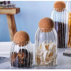 Qida saxlama qabları dəsti, şüşə, şəffaf, 3 əd