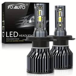 LED fara lampası H4, 60W, 18000LM, 6500K, aviasiya aluminium, yüksək sürətli soyutma fanı