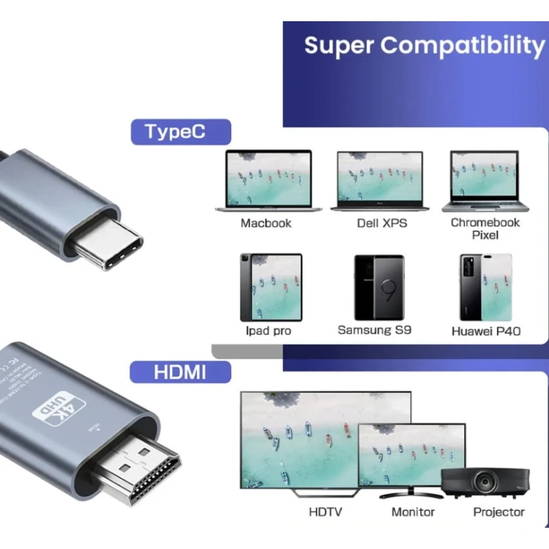Кабель Type-C - HDMI 4K 60Hz Кабель Type-C - HDMI 4K 60Hz