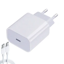 Şəbəkə enerji toplama cihazı PD 20W + Type-C - Type-C Cable, Ağ