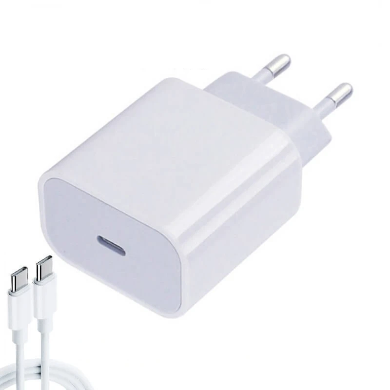 Şəbəkə enerji toplama cihazı PD 20W + Type-C - Type-C Cable, Ağ