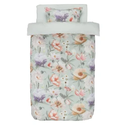 Комплект постельного белья JYSK Erna, пододеяльник 140x200 см, простыня 150x250 см, наволочка 50x70/75 см, полутораспальный, хлопок/сатин, зеленый