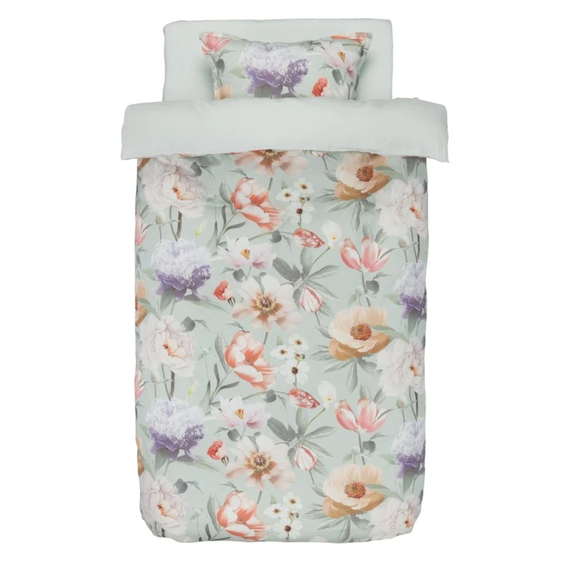 Комплект постельного белья JYSK Erna, пододеяльник 140x200 см, простыня 150x250 см, наволочка 50x70/75 см, полутораспальный, хлопок/сатин, зеленый