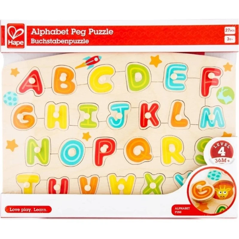 Развивающая игра Hape Alphabet Peg Puzzle, 3+ лет