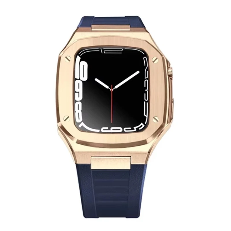 Ремешок и чехол SW708 для Apple Watch 44/45mm Blue/Rose Gold