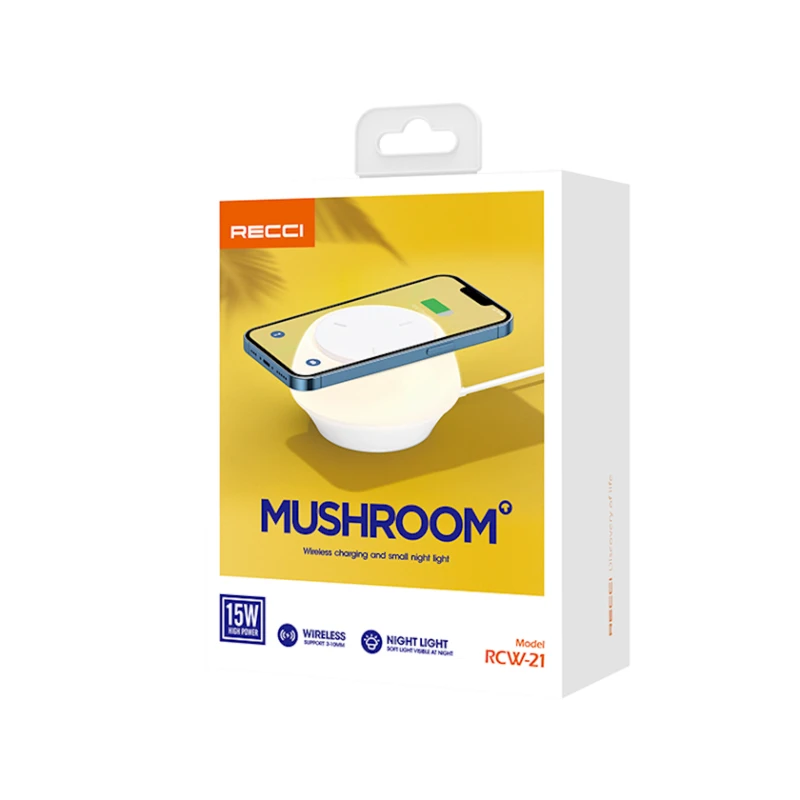 Ночник Recci RCW-21 с беспроводной зарядкой, белый