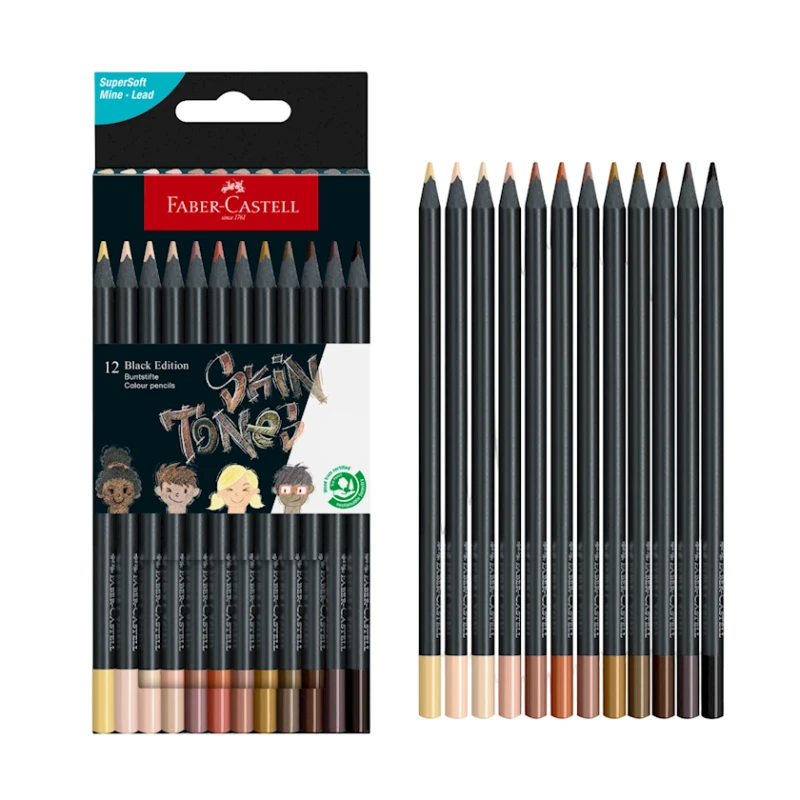 Набор цветных карандашей Faber-Castell Black Edition Skin Tone 116414, 12 цветов Набор цветных карандашей Faber-Castell Black Edition Skin Tone 116414, 12 цветов