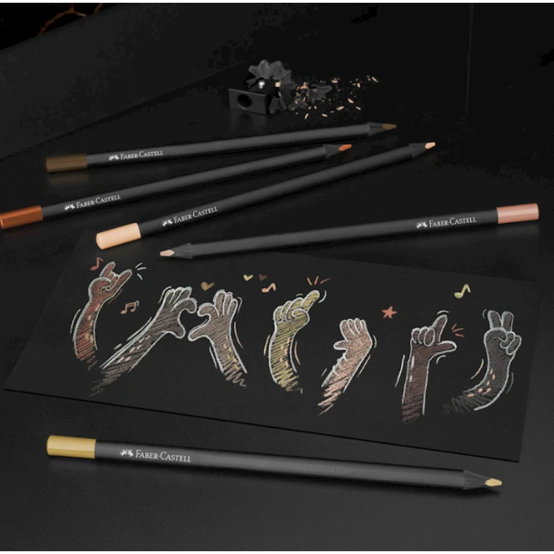 Набор цветных карандашей Faber-Castell Black Edition Skin Tone 116414, 12 цветов Набор цветных карандашей Faber-Castell Black Edition Skin Tone 116414, 12 цветов