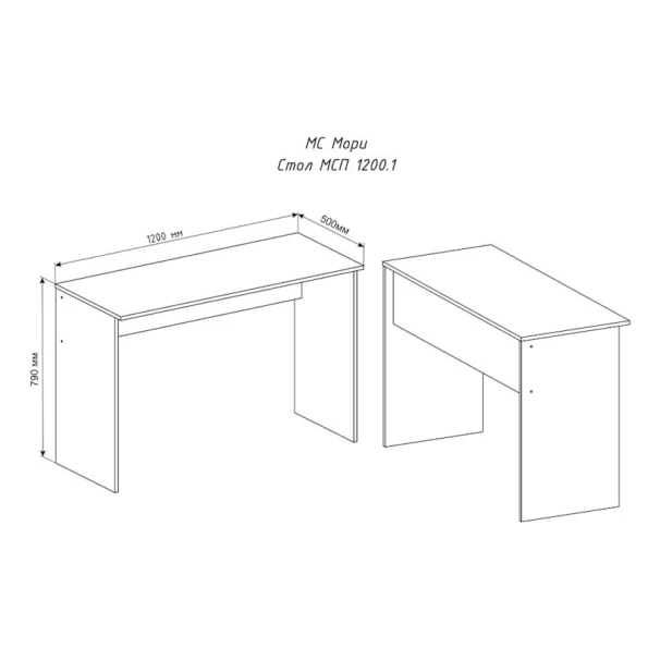 Письменный стол Letta 79x50x120 см, ЛДСП, серый