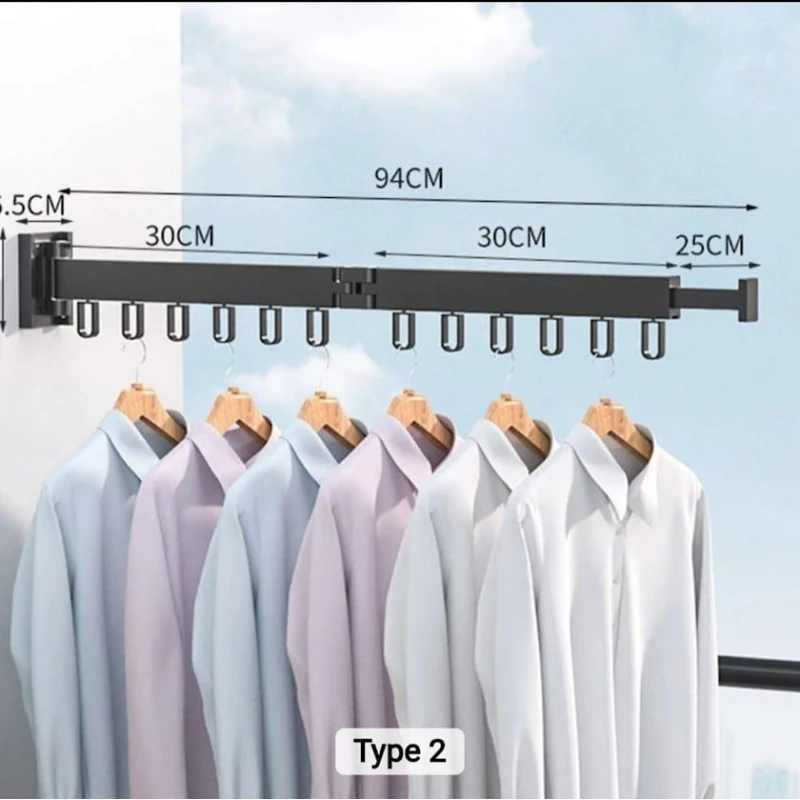 Складной держатель для вешалок AE-046S, 94 см, черный