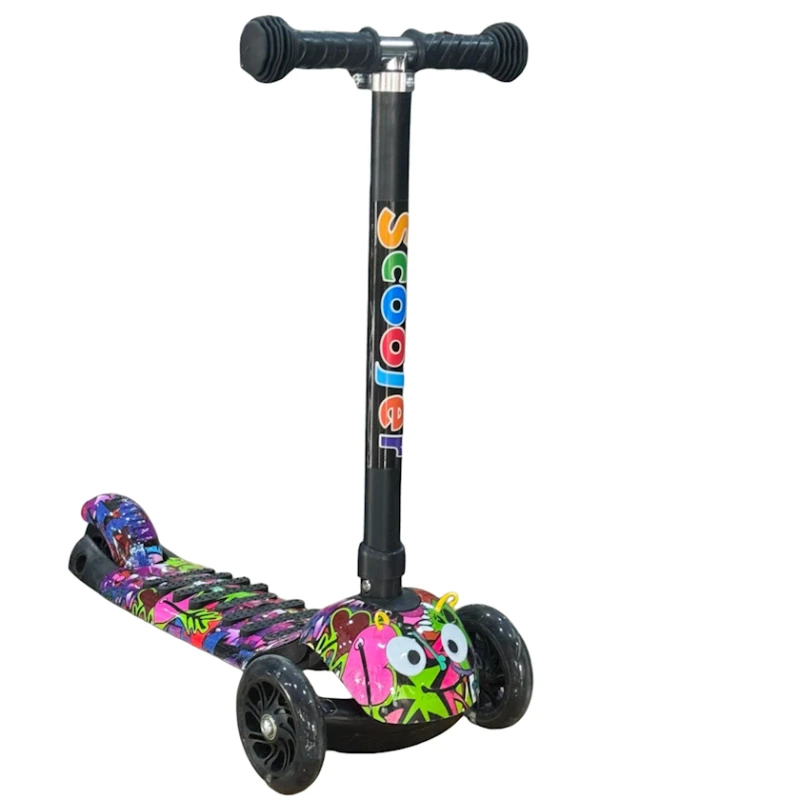 Детский самокат трехколёсный Scooter HH-1PZ-1, до 10-ти лет, граффити разноцветный Детский самокат трехколёсный Scooter HH-1PZ-1, до 10-ти лет, граффити разноцветный