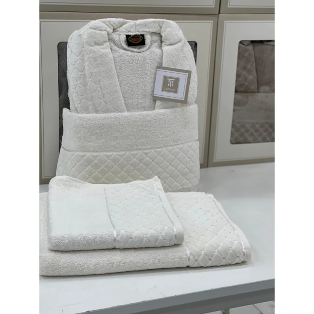 Банный набор MiraNova SF-802, хлопок, белый, размер L/XL (банное полотенце + полотенце для лица + халат) Банный набор MiraNova SF-802, хлопок, белый, размер L/XL (банное полотенце + полотенце для лица + халат)