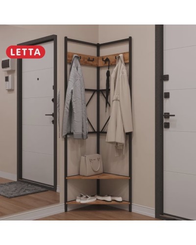 Rəfli asılqan Letta 3563_Letta25VeshLoftVot, LDSP/metal, qəhvəyi/qara, 49x49x180 sm