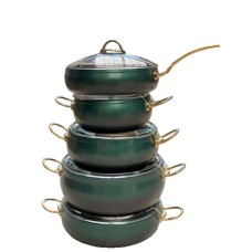 Qazan və tava dəsti PMT PP-MM-009, qranit, yaşıl, 10 parça
