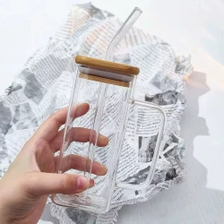 Чашка 413, с трубочкой, прозрачная, 400 мл