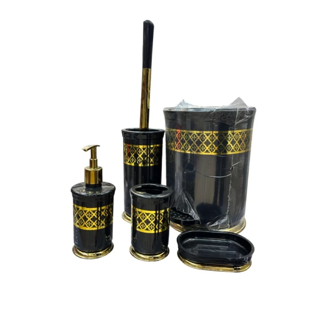 Набор для ванной 15222379, черный/золотистый, 5 шт
