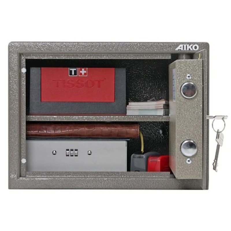 Офисный сейф Aiko TM-25, с ключом, коричневый, 250x340x280 мм Офисный сейф Aiko TM-25, с ключом, коричневый, 250x340x280 мм