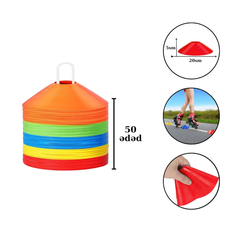 Тренировочные конусы Gymnic 1819 ПВХ, диаметр 20 см/высота 5 см, 50 шт