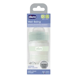 Qidalanma üçün qab Chicco Well-Being, şüşə, yaşıl, 150 ml