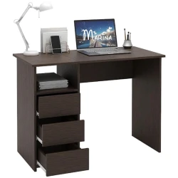 Компьютерный стол Marina 3563_M25Stol3PlokiOtkritiyVen, ЛДСП, 75x52x104 см, темно-коричневый Компьютерный стол Marina 3563_M25Stol3PlokiOtkritiyVen, ЛДСП, 75x52x104 см, темно-коричневый