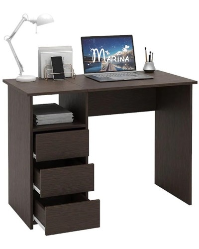 Kompüter masası Marina 3563_M25Stol3PlokiOtkritiyVen, LDSP, 75x52x104 sm, tünd qəhvəyi