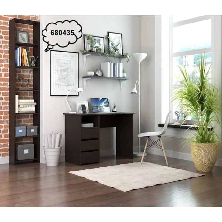 Kompüter masası Marina 3563_M25Stol3PlokiOtkritiyVen, LDSP, 75x52x104 sm, tünd qəhvəyi