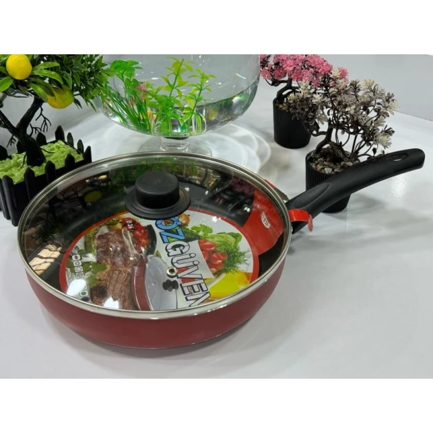 Tava Ozguven 014, paslanmayan polad, qırmızı, 26 sm