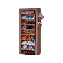 Портативный шкаф-органайзер для обуви 9-уровневый, 60x30x160 см, коричневый