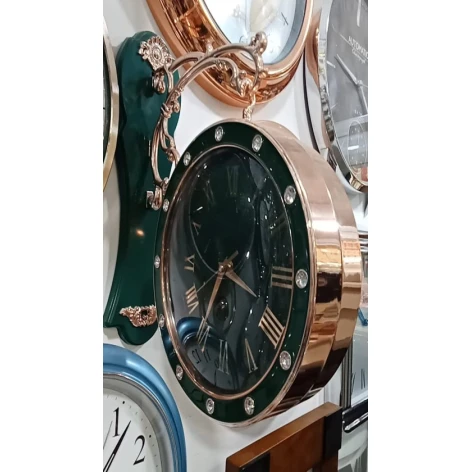 İki tərəfli divar saatı SS-071, 26 sm, plastik, qızılı/yaşıl İki tərəfli divar saatı SS-071, 26 sm, plastik, qızılı/yaşıl