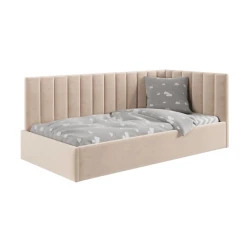 Односпальная кровать Art_tek_yataq (120) 53, ламинат/текстиль, бежевая, 200x85x120 см