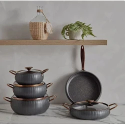 Набор посуды Oms SHA-00002489, гранит, серый, 9 предметов Набор посуды Oms SHA-00002489, гранит, серый, 9 предметов