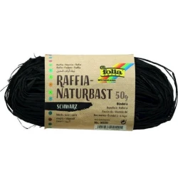 Рафия натуральная Folia, для вязания спицами и крючком, моток 50 г, черный
