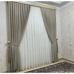 Шторы, нейлон/велюр/полиэстер, серые, 300x300 см Шторы, нейлон/велюр/полиэстер, серые, 300x300 см