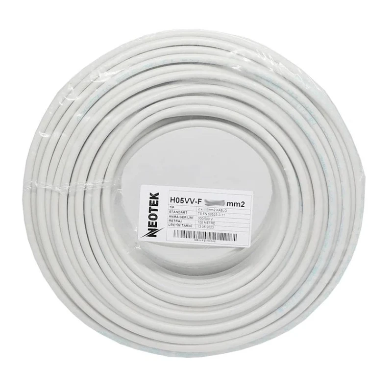 Монтажный кабель Neotek H05VV-F 2x0.75 мм2, 100 м, белый