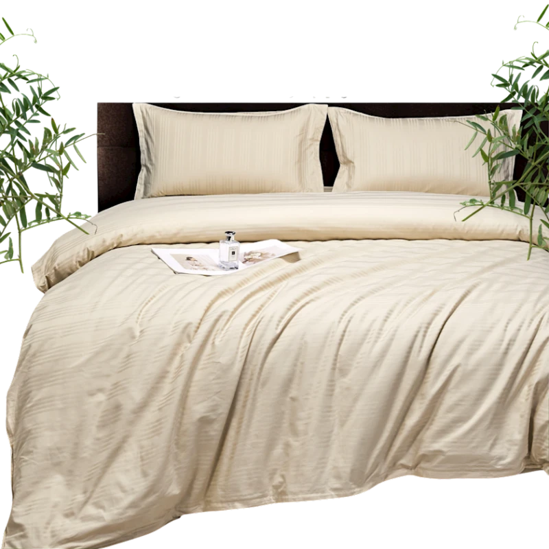 Комплект постельного белья Narlı Exclusive Narlı 000765, пододеяльник 200x220 см, простыня 240x260 см, 2 шт наволочки 50x70 см, двуспальный, люкс сатин, светло бежевый