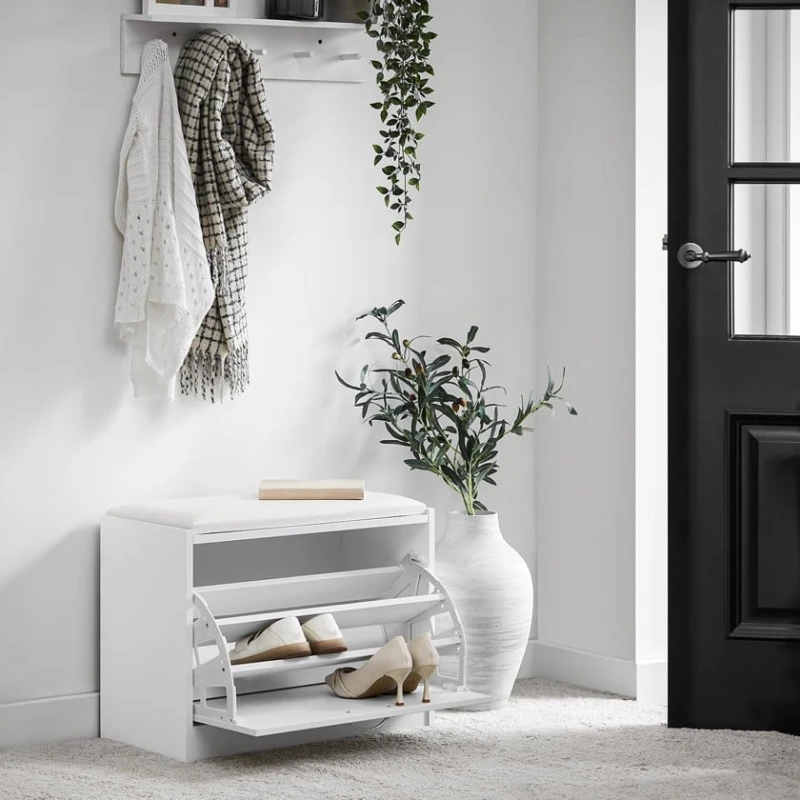 Ayaqqabı üçün tumba Art Mebel 8, laminat, ağ, 60x60x30 sm